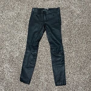 Vince Midnight Black Leather Slim Jeans